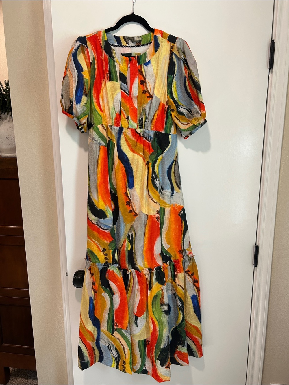 Multicolor Abstract Print Midi Dress - Vibrant Color